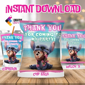 Stitch Party Pack, Lilo and Stitch Potato Chip Bag, Stitch Caprisun, Lilo and Stitch Snack welches, INSTANT DOWNLOAD LS05