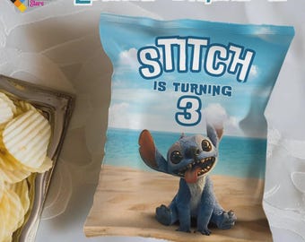Editable Stitch Chip Bags, Birthday Party Favors (Digital Download) ST03 ST03