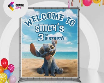 Fondo personalizado de Stitch para cumpleaños, decoración personalizada para fiestas (archivo digital) ST03