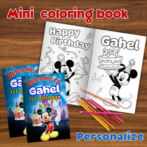 Editable Mickey mouse mini coloing book, Mickey Coloring book, Mickey party favors, Disney Digital Printable, EDITABLE DIGITAL FILE MK01