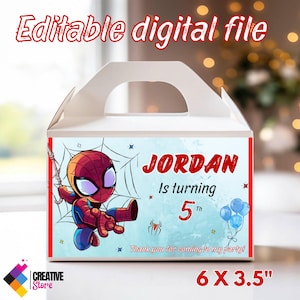 Spidey gable box, Spidey Party, Spidey Custom gable box, Spidey Personalized kids luxe picnic meal boxes,DIGITAL FILE S11