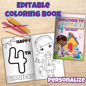 Doc McStuffins Coloring Book, Disney junior Birthday Party Favors (Digital Printable) D32