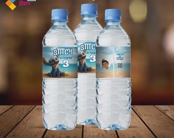 Stitch Water Bottle Label, Editable Beverage Label (Digital File) ST03