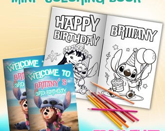 Editable Lilo and Stitch Coloring Book, Party Activity (Digital Printable) LS05