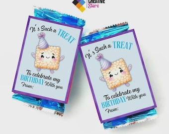 Printable Birthday Treat Tag, Crispy Rice Treat (Digital Download)