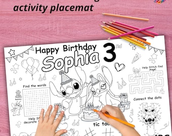 Personalized Stitch Birthday Coloring Activity, Custom Word Search (Digital Download) ST03 ST03