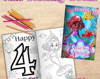 Libro da colorare modificabile per il compleanno di Ariel, bomboniere per la festa della Sirenetta (stampabile digitalmente) A60