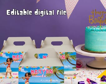 Moana Party Gable Box Label | Gepersonaliseerde kinderfeestje (digitaal bestand) M06