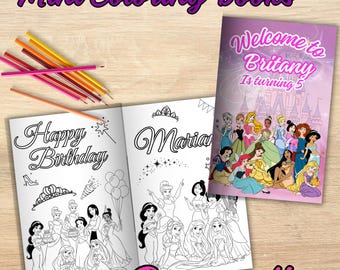 Editable Disney Princess Mini Coloring Book, Party Favor (Digital File) P31