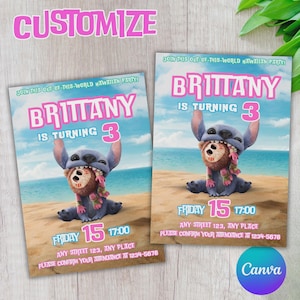 Stitch Birthday Party Invite, Lilo and stitch digital Invitation Template, instant download, customizable, DIGITAL DOWNLOAD ST03