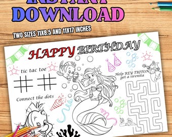 Tovaglietta da colorare per il compleanno della Sirenetta, attività per la festa di Ariel (PDF, JPG) S10