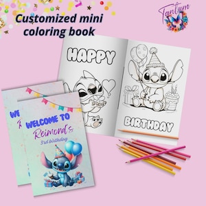 Editable stitch mini coloing book, stitch Coloring book, stitch party favors, Digital Printable | EDITABLE DIGITAL FILE ST03