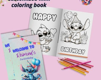 Editable Stitch Coloring Book, Party Favors (Digital Printable) ST03