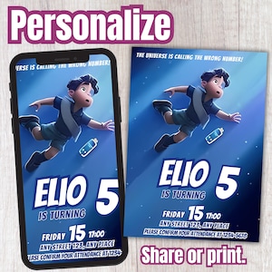 Elio Birthday Party Invite, Elio digital Invitation Template, Elio instant download, Elio invitation customizable, DIGITAL DOWNLOAD E55