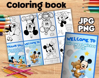 Baby Mickey mini Coloring Book, Mickey Gift Keepsake (INSTANT DOWNLOAD) MK01