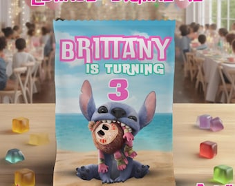 Lilo & Stitch Birthday Party Favor Labels - Editable Fruit Snack Wrapper (Digital Download) LS05