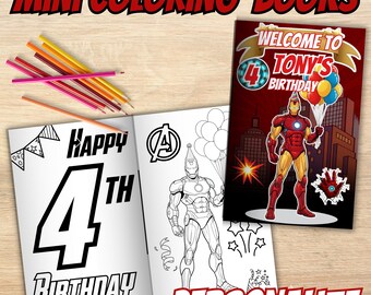 Bewerkbaar IronMan-kleurboek, Iron Man Birthday Party Favors (digitaal afdrukbaar) I42
