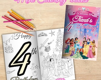 Editable Disney Princess Coloring Book, Birthday Party Favors (Digital Printable) P31