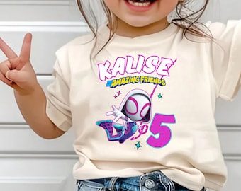 Ghost Spider Birthday Girl PNG, Editable Spidey Shirt (Digital File) S38