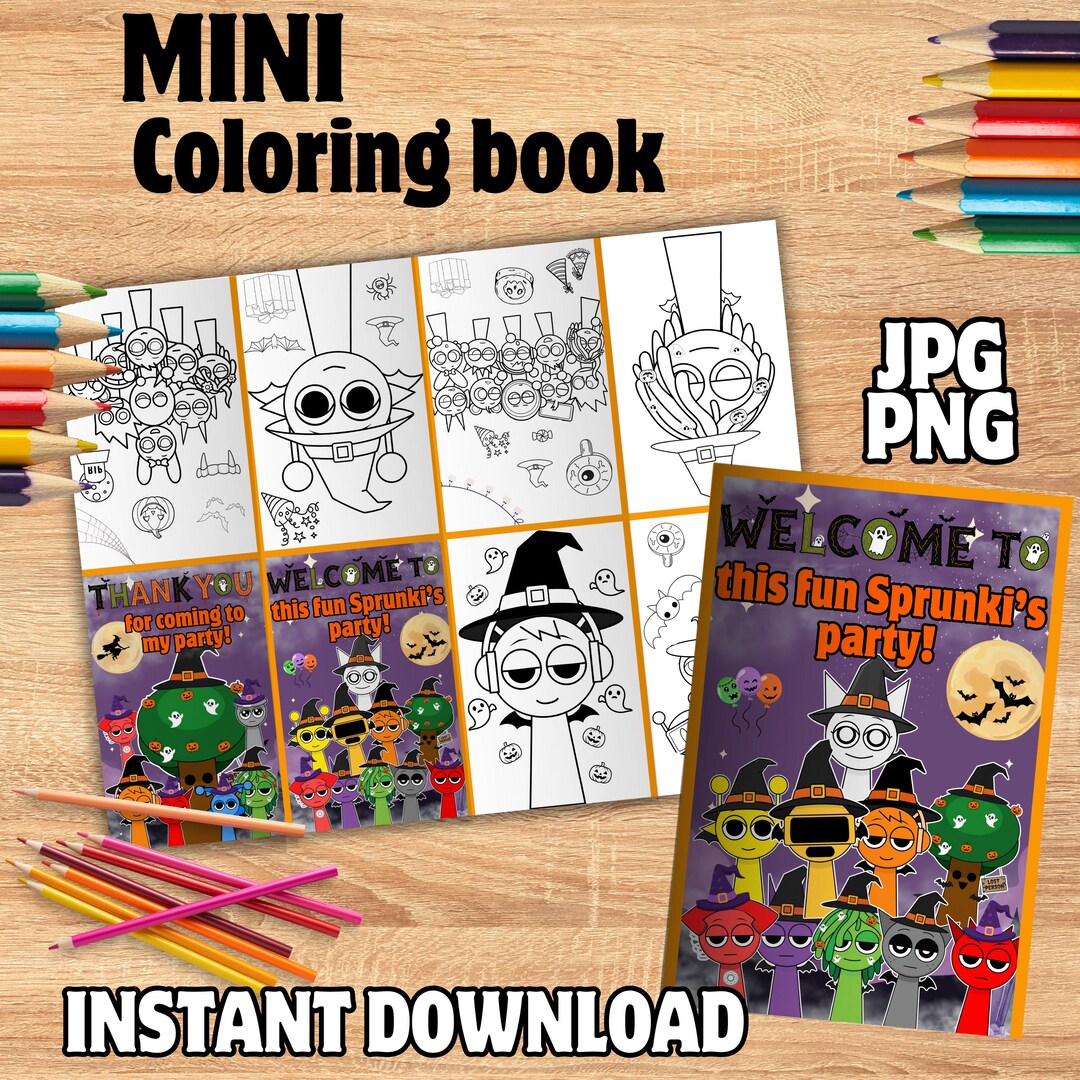 Mini Halloween Coloring Book, Sprunki Party Theme (instant Download ...