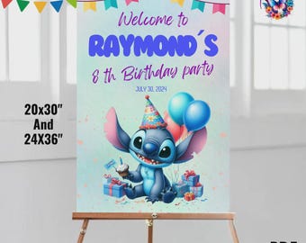 Custom Stitch Birthday Welcome Sign, Editable Poster (Digital Download) ST03