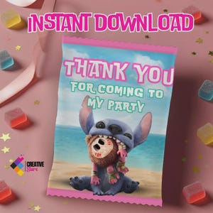 Labels For Stitch Birthday Party Pack - Fruit Snacks Wrapper, Party Printable Supplies - Gummies Label. INSTANT DOWNLOAD LS05
