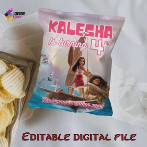 Editable moana Chip Bags for party favors, party bags, moana 2 birthday, Vaiana chip bags, Oceania 2, DIGITAL DOWNLOAD M06