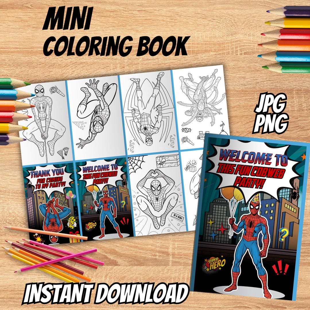 Mini Spiderman Coloring Book, Birthday Keepsake (PDF & JPG) SP14 - Etsy