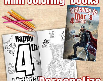 Editable Thor Birthday Coloring Book, Party Favors (Digital Printable) T42