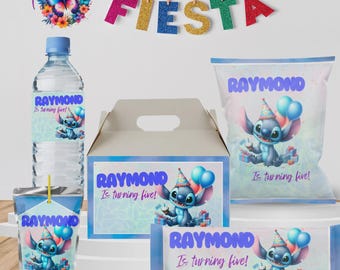 Editable Stitch Party Pack, Chip Bag, Bottle Label (Digital File) ST03