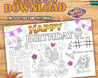 Sofja Prinzessin Geburtstags-Malset, Tischset, Tischset (Digitaler Download) S57