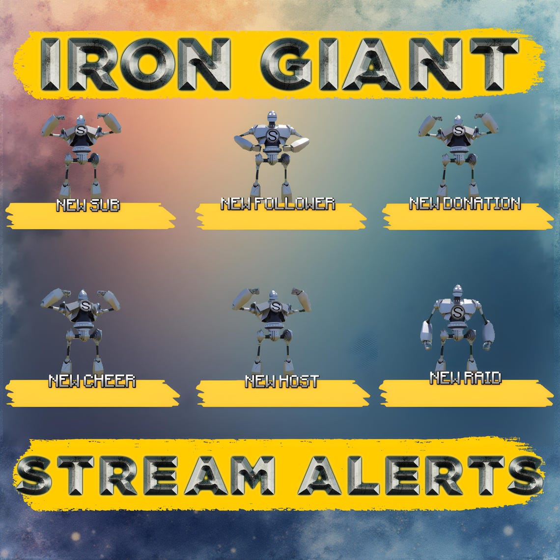 Metal Giant Stream Alerts Pack | Animated Streaming Alerts | Twitch ...