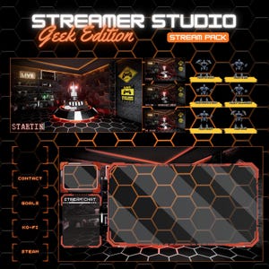 Geek Edition Streaming Overlay Pack |Gamer Studio Animated  Bundle for Streamers  | OBS Overlay | Instant Download