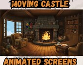 Moving Castle Animated Stream Screens | Cozy Fantasy Fireplace Scene | Twitch & YouTube Overlay Pack (4 WebM + Offline JPG)