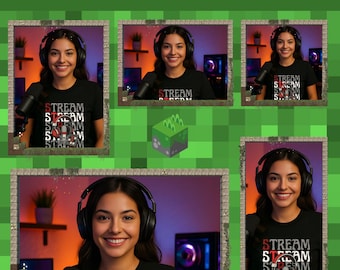 Animated Webcam Overlays for Streamers | blocky Camera Frames for Twitch, YouTube, OBS | Animated Webcam Frame Pack |