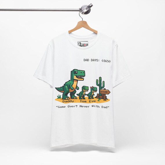Custom Pixel Dinosaur Dad Shirt, Father's Day Gift, Gamer Dad and