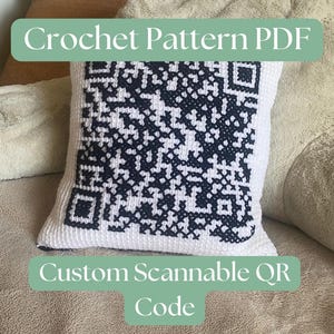 Schema all'uncinetto con codice QR in formato PDF - Cuscino o arazzo personalizzato all'uncinetto