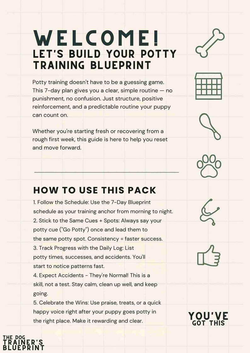 Puppy Potty Training Schedule Printable – 7-day Routine for New Dog ...