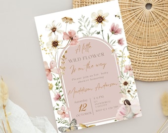 Wildflower Baby Shower Invitation: Editable Pink Floral (Digital Download)