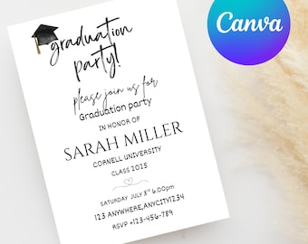 Editable Graduation Party Invitation Template, Class of 2025