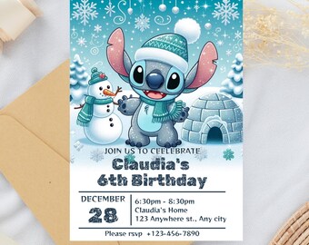 Convite de aniversário com tema de inverno (Download digital)