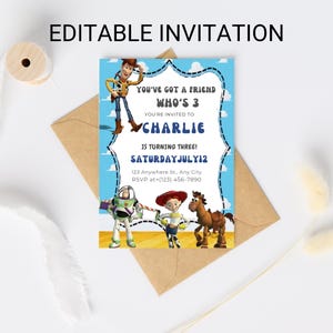Kids Editable Toy Story Birthday Invitation Template, Printable Birthday Party Invitations, Digital Kids Party Invite Template Bday Card