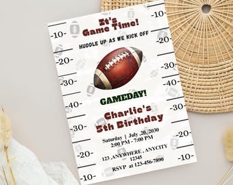 Football Birthday Invitation, Sports Party Invite (5x7, Canva)
