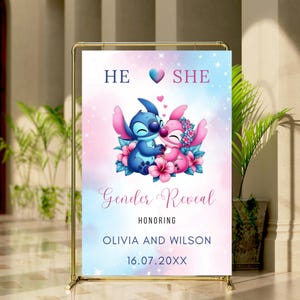 Stitch Birthday Welcome Sign: Lilo and Stitch Party Printable (Canva Template, Instant Download