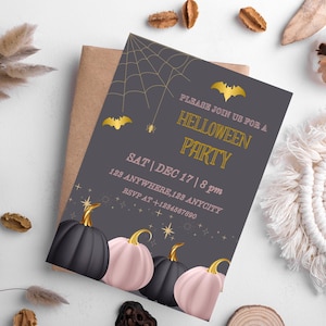 Spooky Pumpkin Halloween Party Invitation: Editable Canva Template (Instant Download)