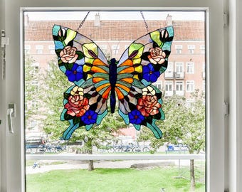 Glass Masters Tiffany Style Fawn & Stream Stained Glass Suncatcher