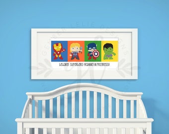 Beware!  Superhero Training in Progress! (GL000017) | Custom Colors | Nursery Art | Nursery Decor | Subway Art | Nursery Print