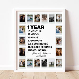 Custom Polaroid Photo Frame Anniversary Template, Anniversary Gift, 1st Anniversary Gift, Personalized Photo Frame, 1 Year Anniversary Gift