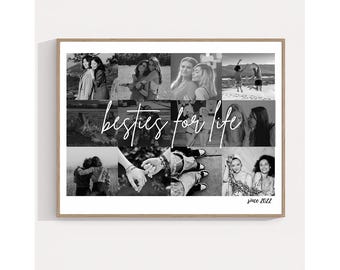 Regalo para mejor amiga, imprimible personalizado, impresión de arte de pared, collage de fotos, regalo personalizado con foto