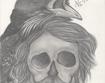 Nevermore Art Print – Edgar Allan Poe Raven Illustration (Limited Edition)